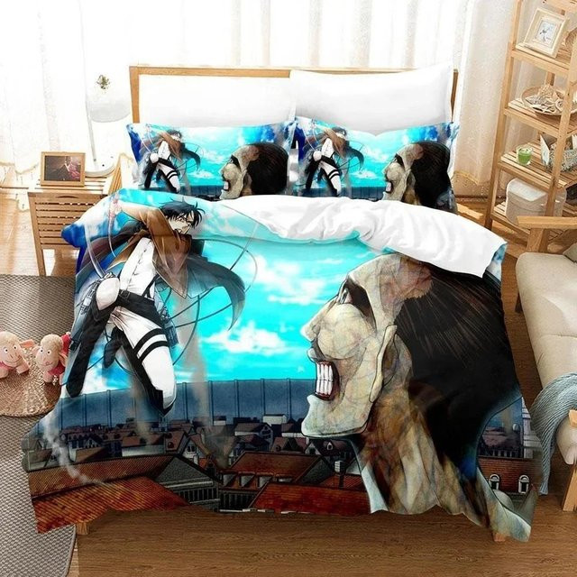 Anime Bettwäsche Set Angriff auf Titan mit Bettbezug und Laken für Erwachsene und Kinder B/H: 135 x 200 cm - Bild 1