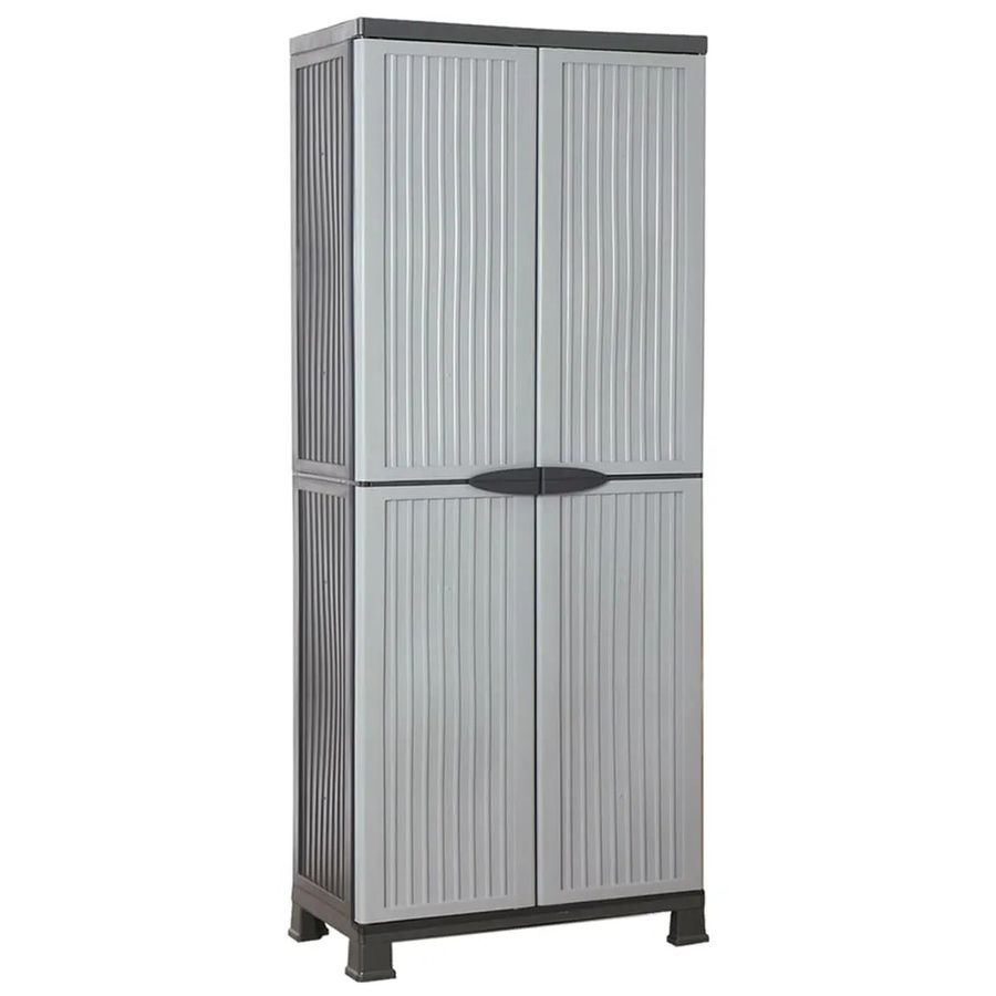 vidaXL Kunststoffschrank Grau mit Scharniertüren und Schloss B/T/H: 68 x 39 x 171,5 cm - Bild 2