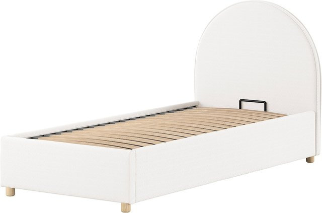 Vipack Polsterbett MOON mit Bettkasten und Lattenrost in Weiß, Bouclé Stoff, B/T/H: 90 x 200 cm - Bild 1