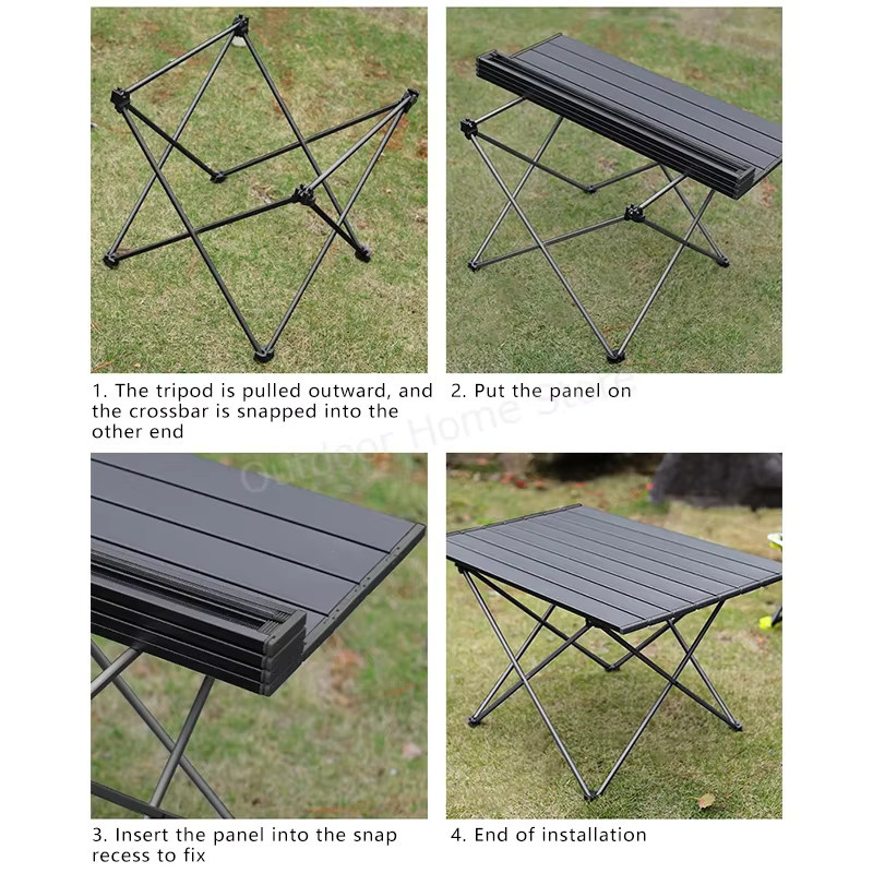 DUTRIEUX Tragbarer Camping-Klapptisch aus Aluminiumlegierung in Schwarz, ultraleichter Esstisch für Picknick und Wandern - Bild 6