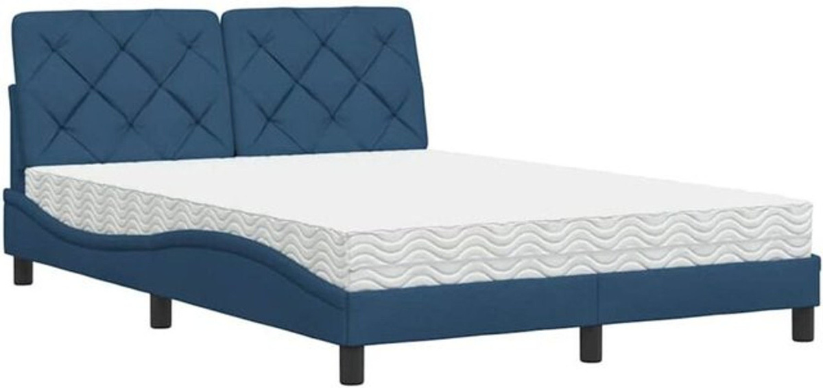 Polsterbett mit Matratze von vidaxl in Blau und Weiß aus Stoff und Metall, Modernes Design, B/T: 120 x 200 cm - Bild 1
