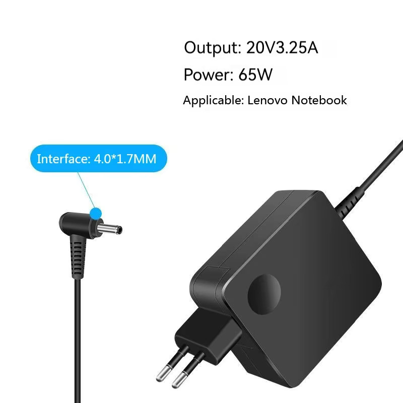 Lenovo Laptop AC Adapter Ladegerät 65W in Schwarz für Ideapad 310s-11iap 120s-11iap S145-14IGM 110-17isk 110-15ibr 100-151by 20V 2.4A - Bild 3