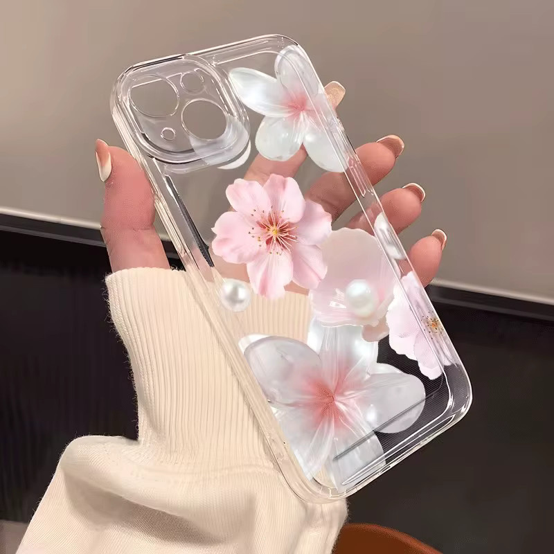 Transparente Handyhülle mit Pfirsichblüten-Perlen-Design für Xiaomi 15T 14T Pro 12T 14 13T Pro 11 Lite 4G 5G sowie Poco X7 F7 F6 X6 X5 F5 Pro - Bild 2