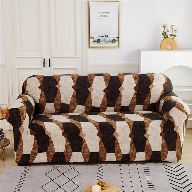 Elastischer Stretch-Sofabezug mit Blumendruck in Multicolour für 1-Sitzer, Breite: 90-140 cm - Bild 1