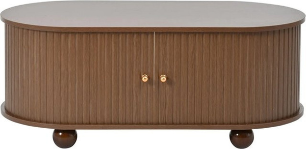 okwish Couchtisch mit Stauraum und 360 Grad Schiebetüren in Braun, B/T/H: 100 x 50 x 40 cm