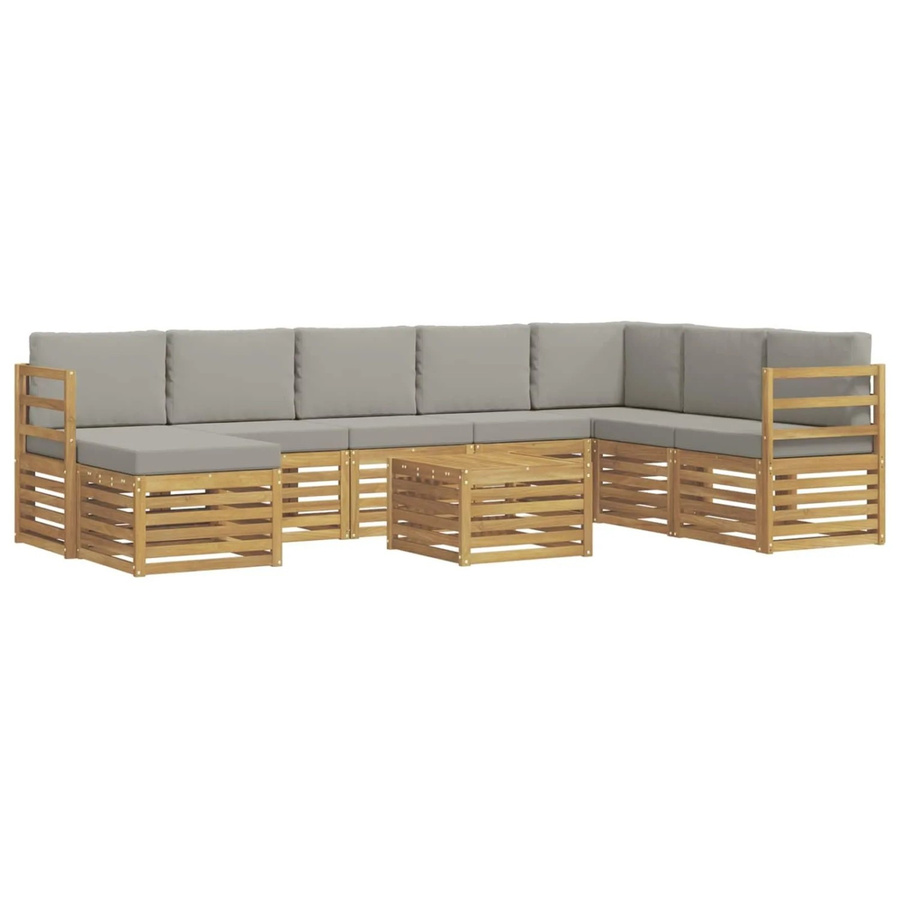 vidaXL Sofagarnitur aus Massivholz Akazie in Grau mit Latten-Design und Armlehnen - Bild 2
