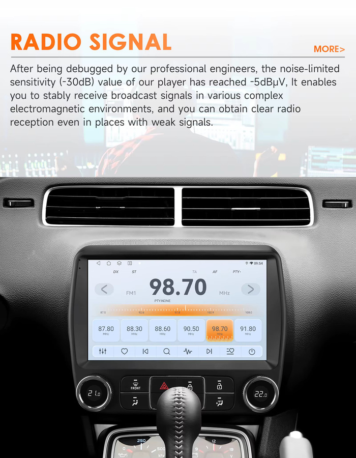Hizpo Android 14 Stereo Radio für Chevrolet Camaro 2010-2015 mit Snapdragon 6115, GPS, 4G, Carplay, WiFi und Bluetooth in Schwarz - Bild 2