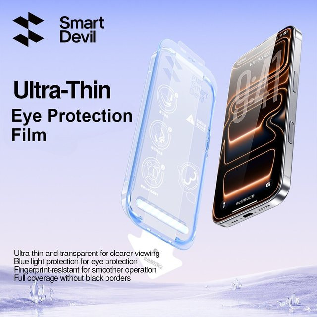 SmartDevil Anti-Blaulicht-Temperierglasfolie für iPhone 17, iPhone 17 Pro Max und iPhone Air, transparent, randloser Displayschutz - Bild 1