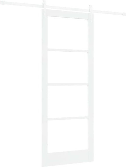 vidaXL Schiebetür aus Kiefer Massivholz und Glas in Weiß, B/H: 83 x 211 cm - Bild 1