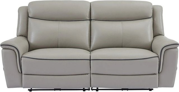 Vente-unique Relaxsofa Adelio in Lichtgrau mit Lederbezug und elektrischer Sitzverstellung Breite: 210 cm
