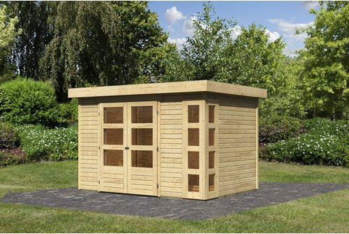 KARIBU Gartenhaus Kerko 4 aus Holz in Beige, B/H/T: 302 x 211 x 217 cm - Bild 1