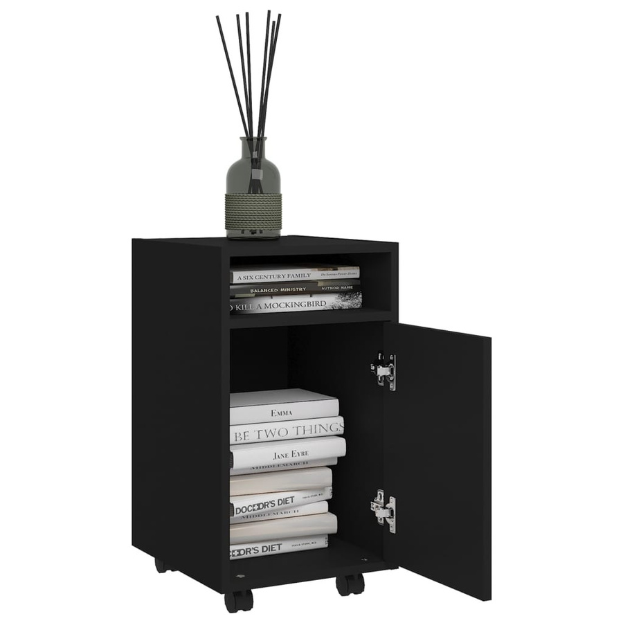 vidaXL Beistellschrank mit Rollen in Schwarz, B/T/H: 33 x 38 x 60 cm - Bild 4