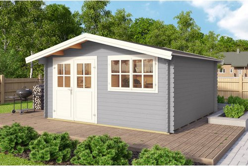Mr. GARDENER Gartenhaus Isar aus Holz in Grau, B/H/T: 424,4 x 245 x 443 cm - Bild 1