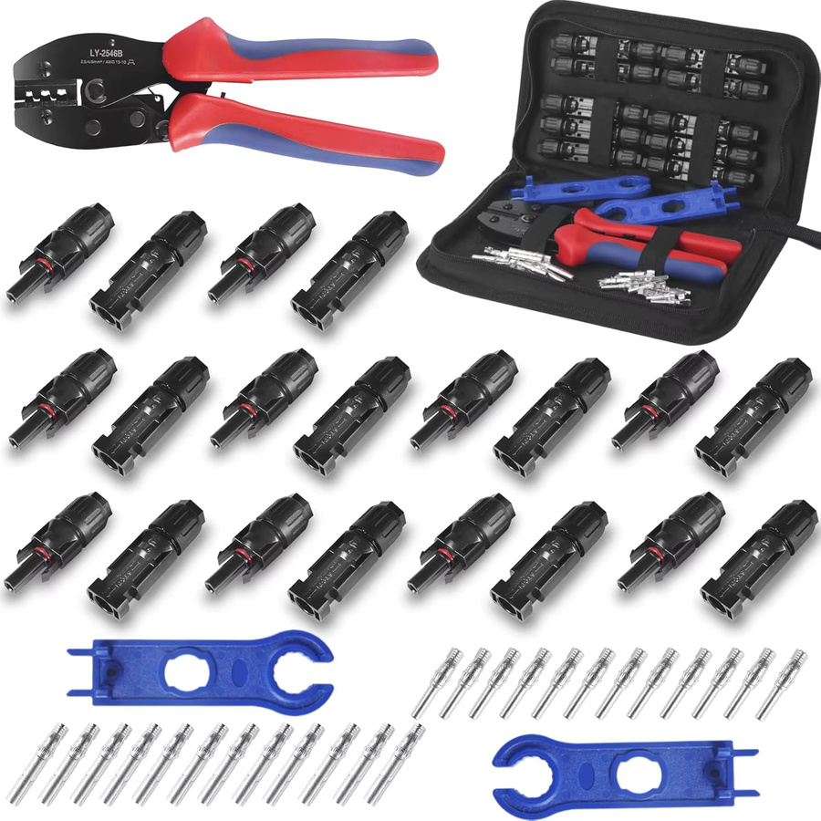 Sola Solar-Crimper-Werkzeugsatz mit 12 Paar Steckverbindern und 2 Schraubenschlüsseln für 14–10 AWG Solarpanel-Kabel in Multicolour - Bild 2