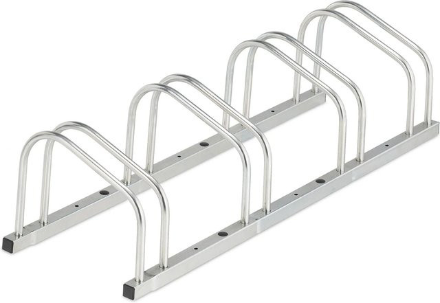 Relaxdays Fahrradständer aus verzinktem Stahl in Silber für 4 Fahrräder, B/T/H: 103 x 26 x 33,5 cm - Bild 1
