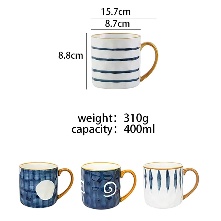 YWDL Keramik-Kaffeebecher im japanischen Stil, multicolor, 400 ml - Bild 5