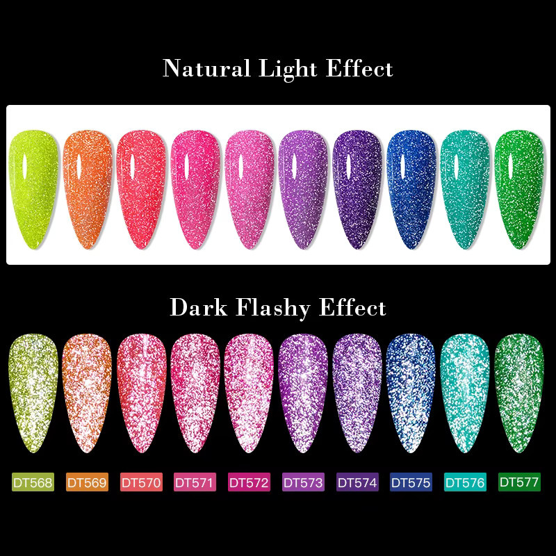 MEET ACROSS Glitzer-Gel-Nagellack, Neonfarbe, glänzend - Bild 3