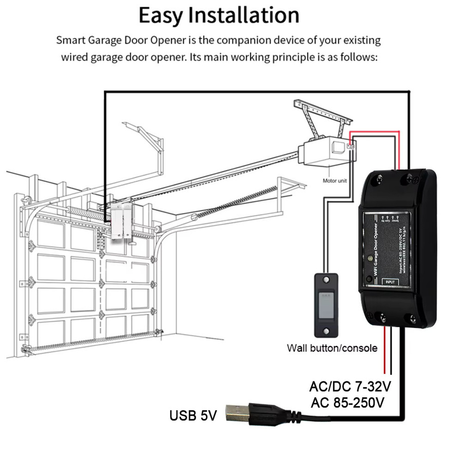 Tuya WiFi Smart Garage Türöffner Controller Modul in Schwarz zur Steuerung über die Smart Life App mit Unterstützung für Alexa und Google Home - Bild 6