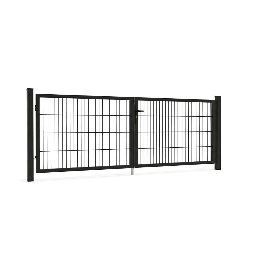 GEWA Gartentor Classic Symmetrisches Doppeltor aus Doppelstabmattenzaun in RAL7016 Anthrazit mit Pfosten, Breite: 400 cm, Höhe: 140 cm - Bild 2