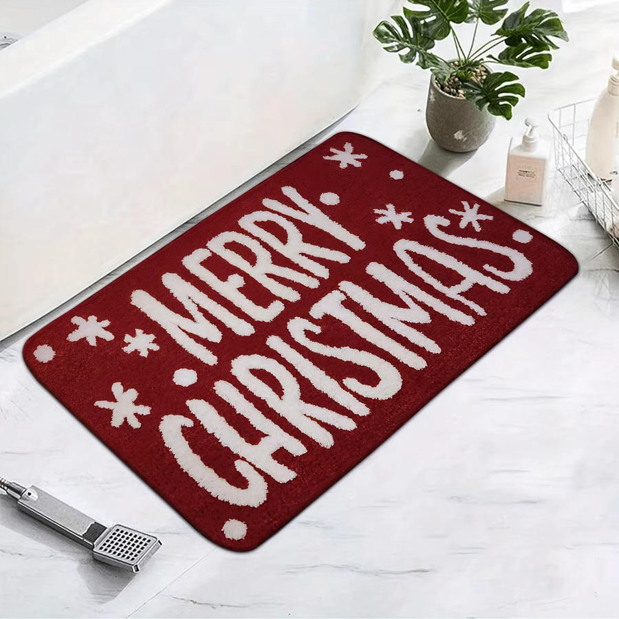 VIKAMA Weihnachtsteppich in Rot mit grafischem Design, weiche Fußmatte für Wohnzimmer und Schlafzimmer, B/T: 60 x 40 cm - Bild 6