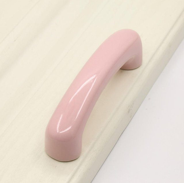 Senmhoo Schrankgriff Bogenförmig aus Messing und Keramik in Pink Multicolour - Bild 1