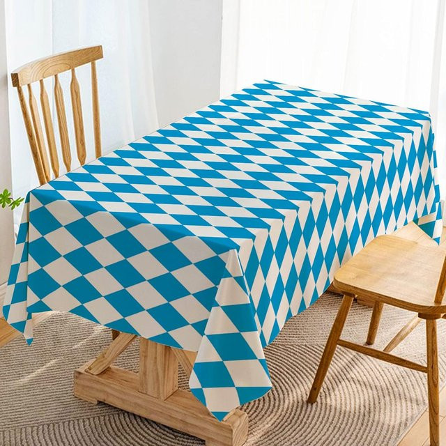 JINGYUE Pet Tischdecke mit blauem Karomuster im bayerischen Flaggen-Design, rechteckig, B/L: 90 x 140 cm - Bild 1