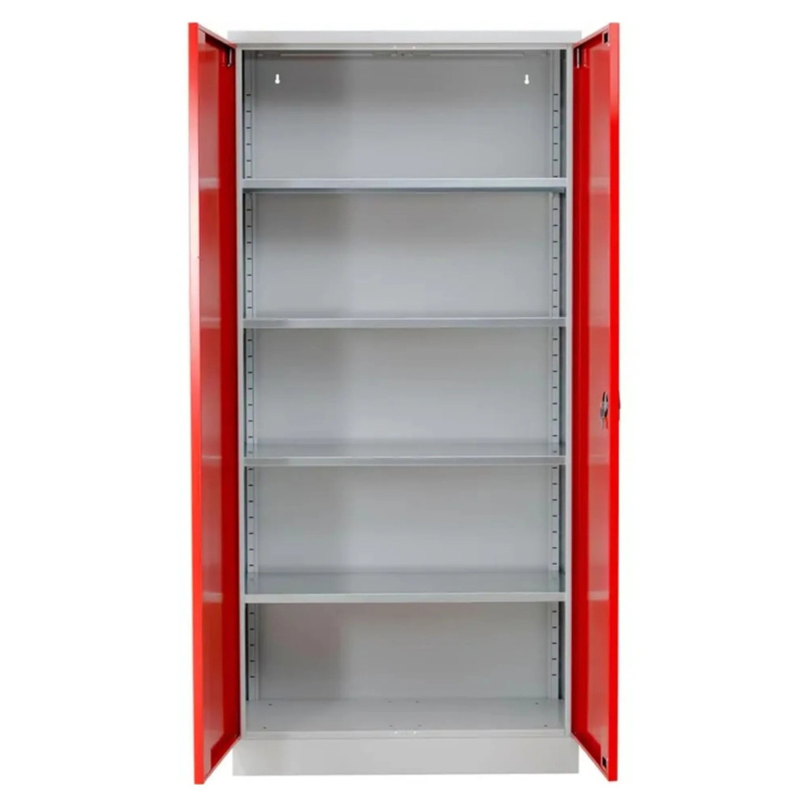 PROREGAL Stahlschrank Bee mit 10 verstellbaren Fachböden und Schließsystem, Farbe Grau-Rot, H x B x T: 195 x 92 x 60 cm - Bild 2