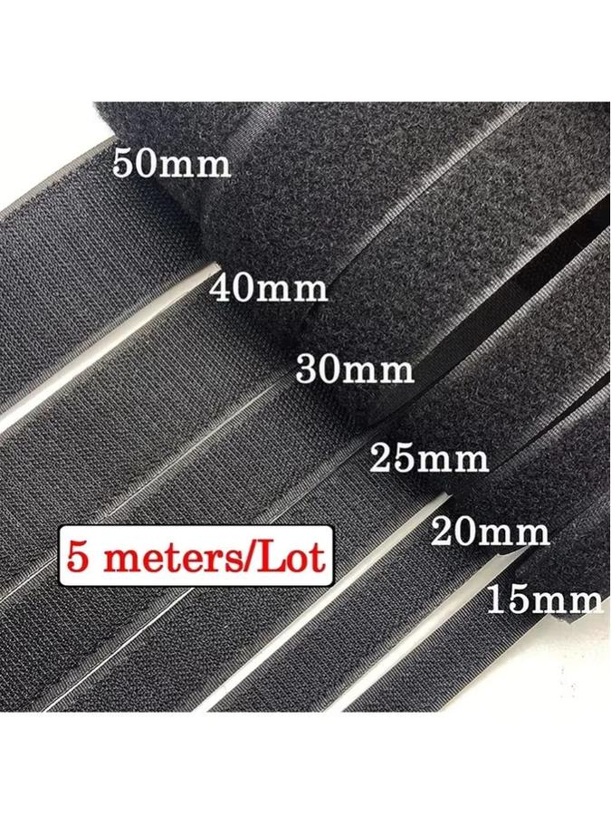 Klettband Set aus Nylongewebe zum Nähen, nicht klebendes Klettband für Nähzubehör, 5 m pro Paar, Farben: Weiß und Schwarz, Breite: 16 mm bis 150 mm - Bild 7