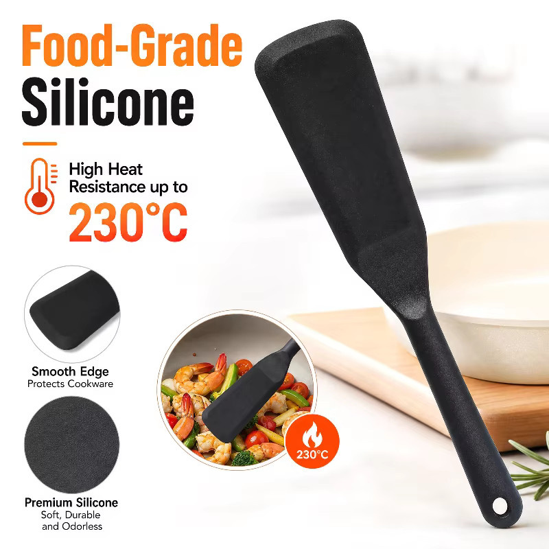 PKFC Silikon-Spatel Hitzebeständiger Antihaft-Pfannenwender in Grau und Schwarz zum Kochen und Backen - Bild 6