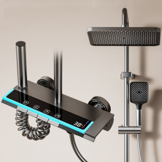 Washower Digitale Badezimmer Duscharmatur mit Temperaturanzeige und 4 Funktionen als Duschsystem mit Heiß-Kalt-Mixer - Bild 1