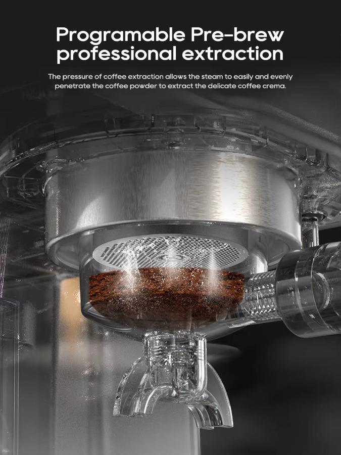 HiBREW H10A Espressomaschine in Schwarz mit Pre-Infusion und verstellbarem 58-mm-Siebträger für Cappuccino und Kaffee - Bild 5