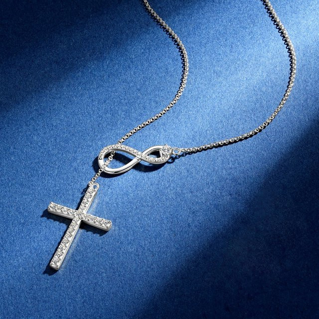 IOGOU Halskette, Unendlichkeits-Anhänger, 925 Silber, Moissanit, Damen - Bild 1