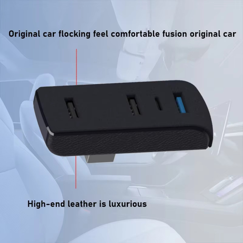 4-in-1 USB-Hub Dockingstation für Tesla Model 3 und Model Y zur Erweiterung des Handschuhfachs mit Schnellladefunktion und Datenübertragung in Schwarz - Bild 5