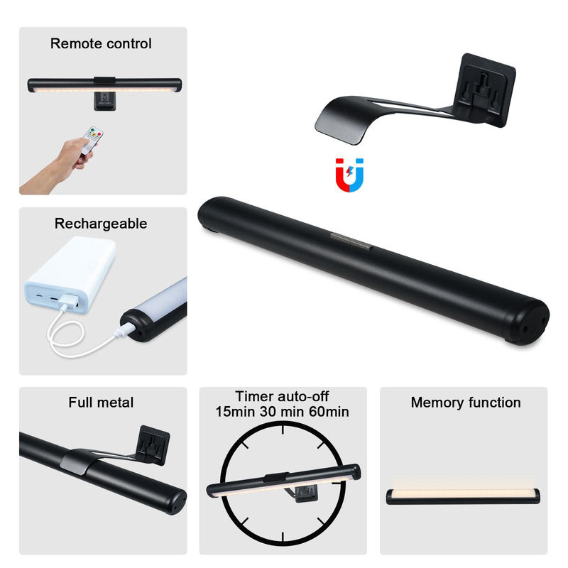 TOMTOP JMS Magnetische LED Wandleuchte in Schwarz mit Touch-Steuerung, Fernbedienung und wiederaufladbarem Akku - Bild 2