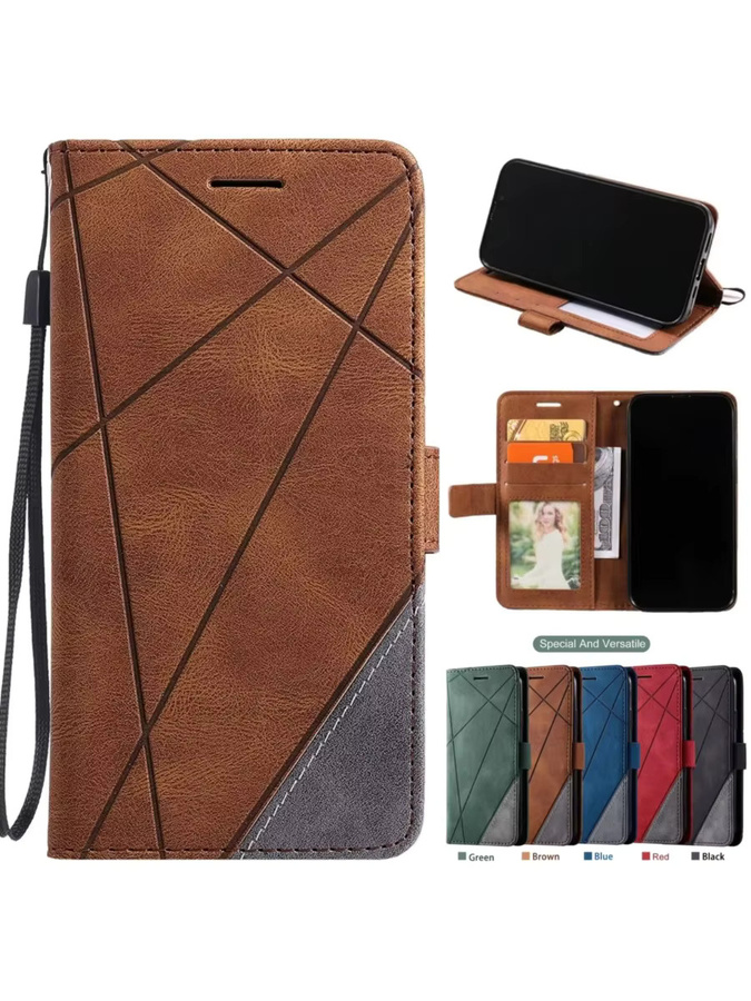 Leder-Flipcase für OPPO in Grün mit Kartenfach und Magnetverschluss - Bild 7