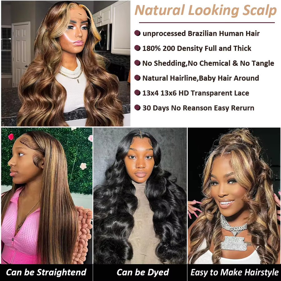 Sooolavely Remy Echthaar Lace Front Perücke Body Wave, Damen - Bild 2