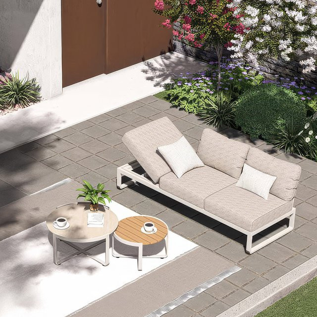 Zebra Fly Loungeset 3-teilig in Beige mit 3-Sitzer Sofa, Tisch und Polstern aus Aluminium - Bild 1