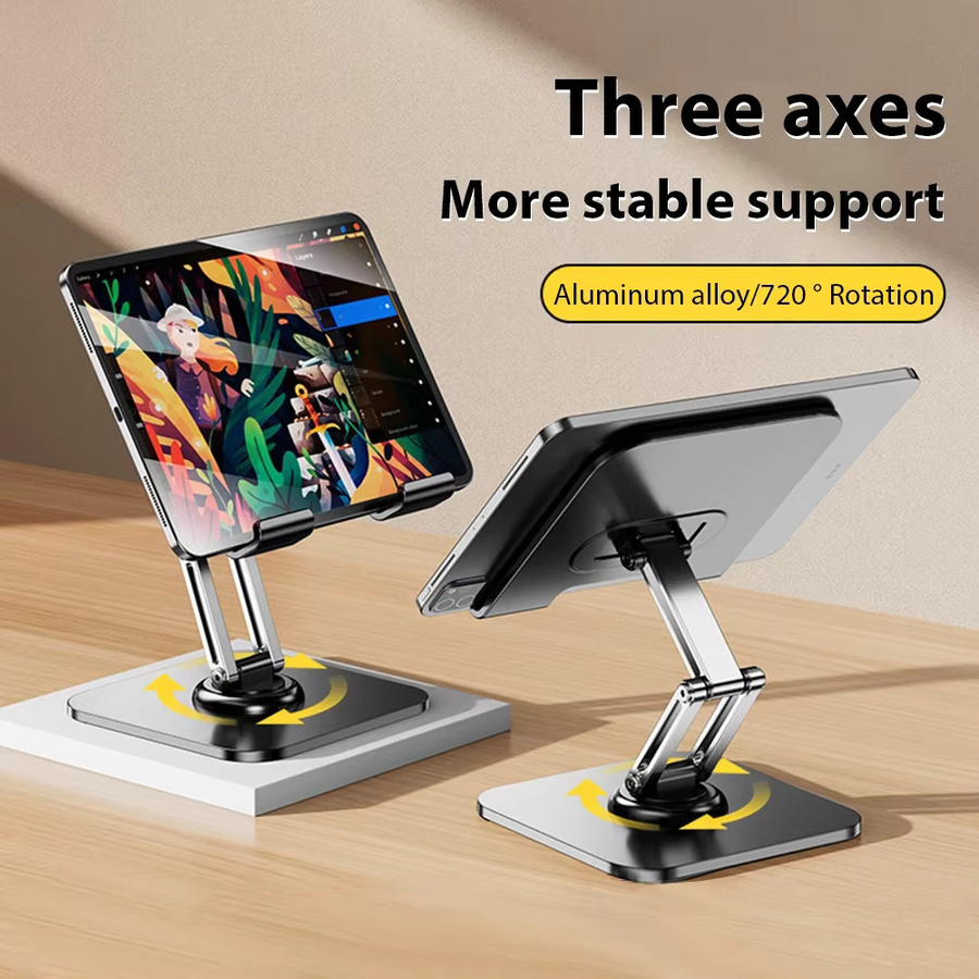 Tablet-Halterung aus Kohlenstoffstahl in Schwarz mit 360-Grad-Drehfunktion für iPad Pro, Air, Mini und Smartphones von 4 bis 15 Zoll - Bild 4