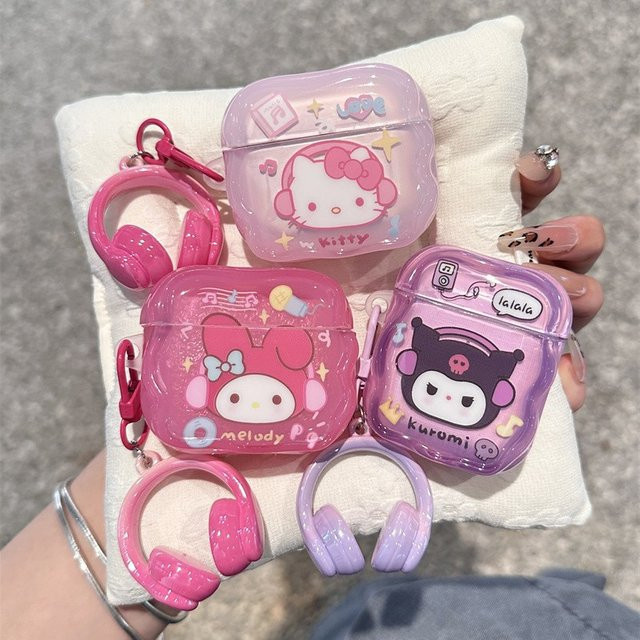 Hello Kitty Schutzhülle für Apple AirPods in Pink mit Anhänger - Bild 1