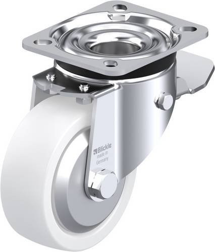 Blickle Lenkrolle LK-SPO 100G-1-ST-FA mit Feststeller, Rad-Durchmesser: 10 cm, Tragfähigkeit: 350 kg, verzinkt, weiß - Bild 1