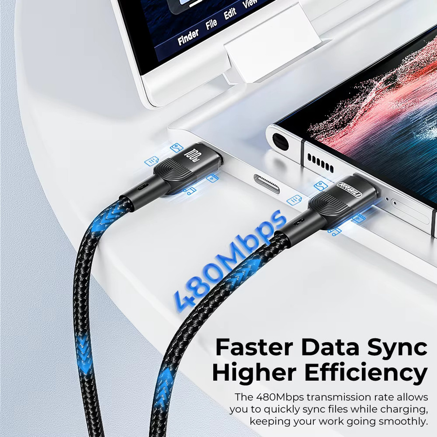 NNBILI USB Typ-C Schnellladekabel für iPhone 16 15 14 13 12 11, Huawei, Realme, Oppo, OnePlus und Xiaomi, USB-C Ladekabel in Schwarz oder Blau - Bild 4