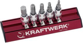 Kraftwerk Innensechskant-Satz 1/4 Zoll, 5-teilig, rot - Bild 1