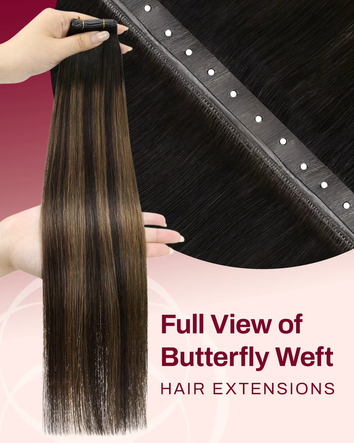 Moresoo Butterfly Weft Haarverlängerung, 50 g, Remy Echthaar, glatt - Bild 2