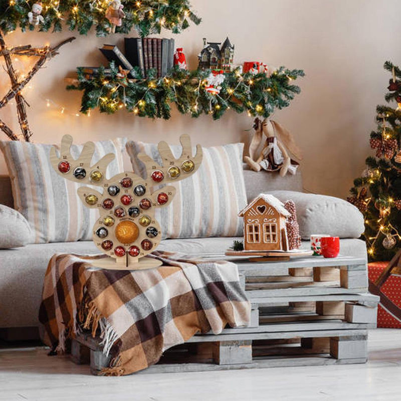 Lucky Tiger Adventskalender aus Holz in Braun und Beige als dekorativer Schokoladenständer im skandinavischen Design - Bild 3