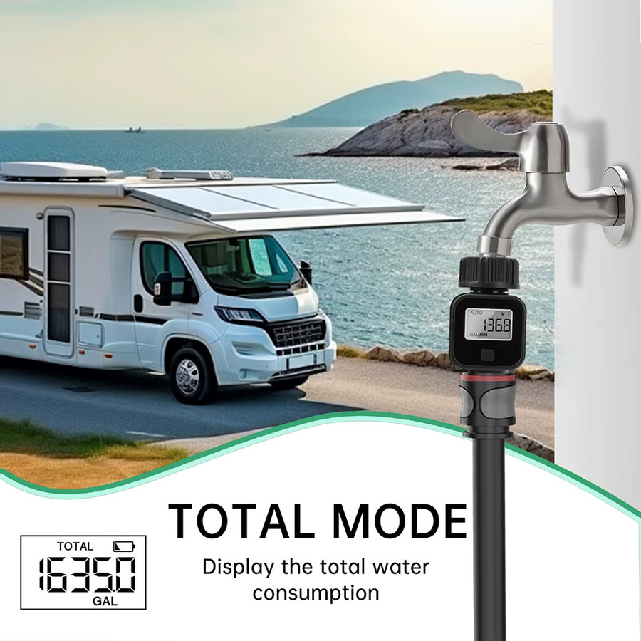 Gaqqee Wasserdurchflussmesser mit LCD-Bildschirm, hochpräziser elektronischer Rekorder für die Gartenbewässerung im Freien - Bild 5