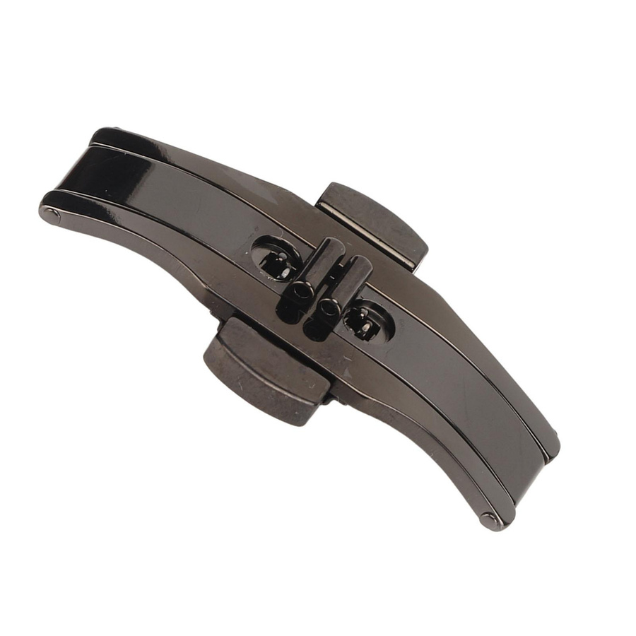 Uhrenarmband Edelstahl, Schwarz, Faltschließe Doppelknopf - Bild 1