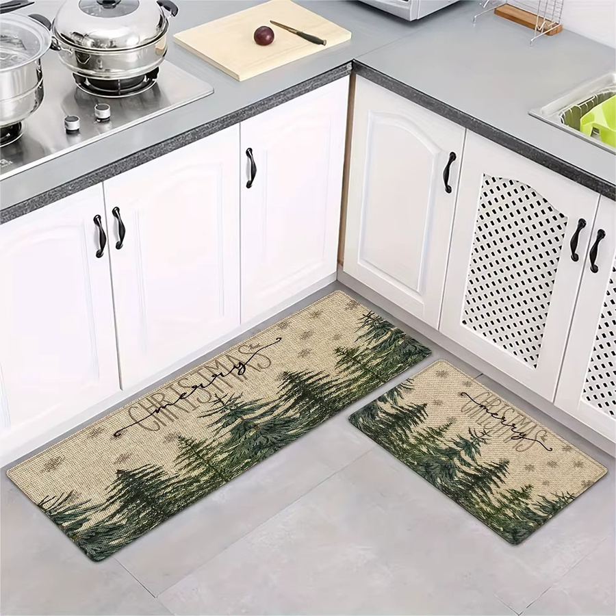 VIKAMA 2er-Set Weihnachtsteppiche mit Kiefer und Schneeflocken-Design für Küche und Flur, Rechteckig - Bild 2