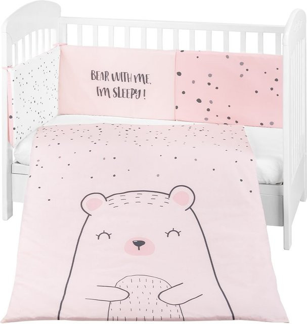 Kikkaboo Babybettwäscheset Bär in Pink, 3-teilig mit Decke, Nestchen und Bezug - Bild 1