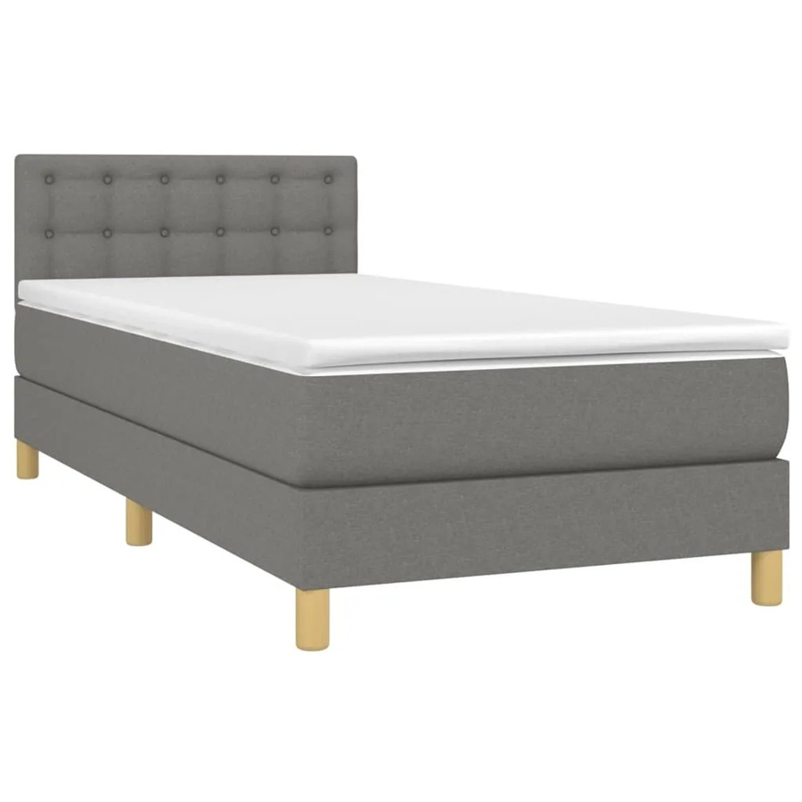 vidaXL Boxspringbett mit Matratze und LED-Unterbettbeleuchtung in Dunkelgrau, Hybridbett mit USB-Ladeport und Taschenfederkern, B/T/H: 80 x 200 x 78 cm - Bild 2
