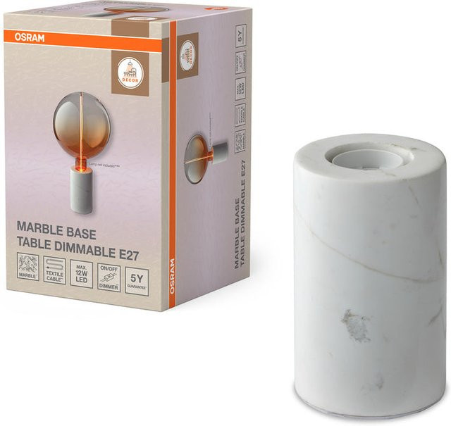 Osram Decor Tischleuchte mit Marmorfuß in Weiß, dimmbar, E27 - Bild 1